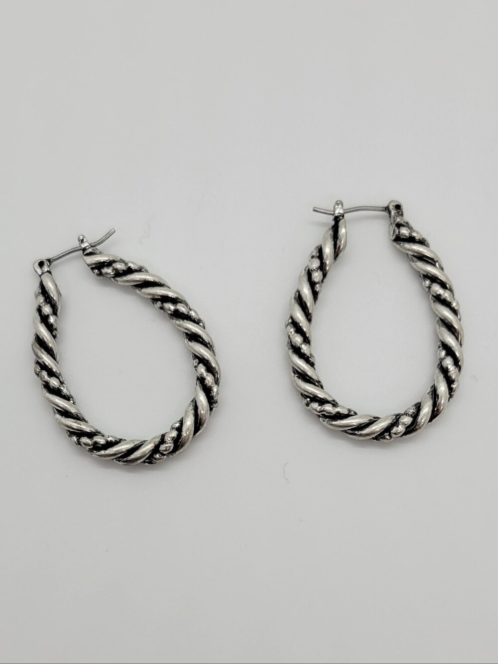 Twisted Rope Style Oval Hoop Earrings